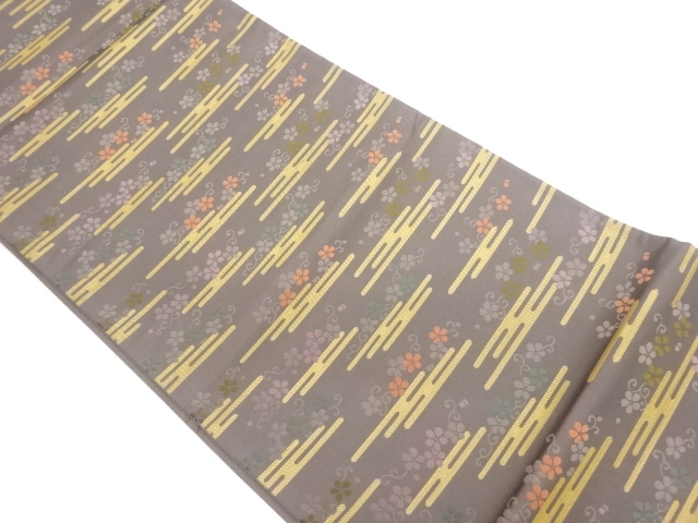 ヱ霞に梅唐草模様織出し袋帯